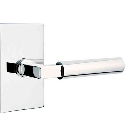 Emtek Lever Left Hand 2-3/8" Backset Privacy with Modern Rectangular Rose for 1-1/4" to 2" Door in Polished Chrome