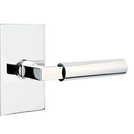 Emtek Lever Right Hand 2-3/8" Backset Passage with Modern Rectangular Rose for 1-1/4" to 2" Door in Polished Chrome