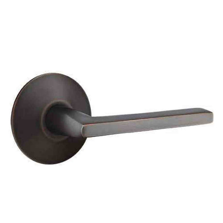 Emtek Lever Right Hand 2-3/8" Backset Passage with Modern Rose for 1-1/4" to 2" Door in Oil Rubbed Bronze
