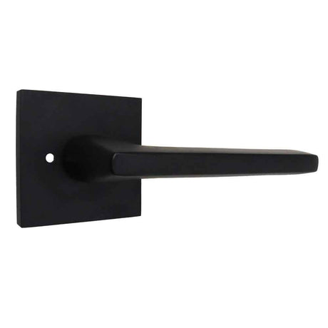 Emtek Lever Right Hand 2-3/8" Backset with Radius Latch Strike Privacy with Square Rose for 1-1/4" to 2" Door in Flat Black