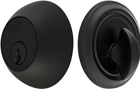 Emtek 8450US19 flat black single cylinder deadbolt