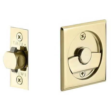 Emtek 2135US3 polished brass lifetime privacy pocket door lock