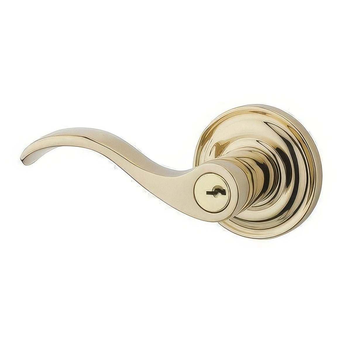 Baldwin ENCURTRR003 polished brass keyed entry door lever