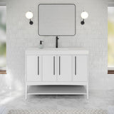 Jeffrey Alexander Tempest 48" White Single Sink Bathroom Vanity with White Resin Top - Single-Hole Faucet Top - VKTEM48WHWDWHRE product image 2