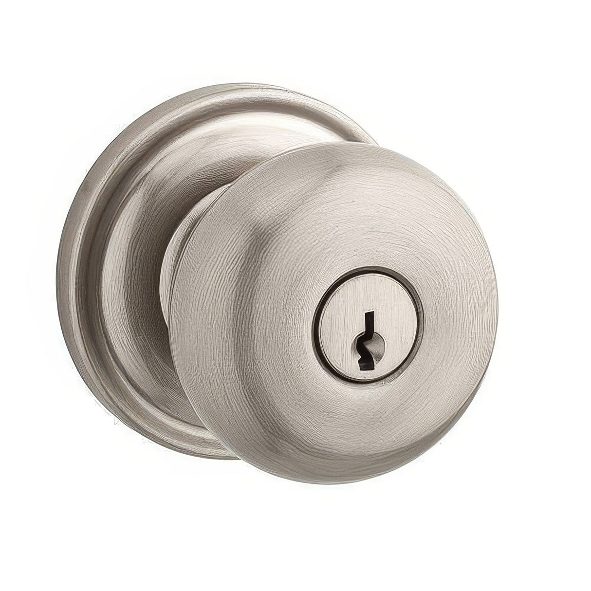 Baldwin ENROUTRR150 satin nickel keyed entry door knob