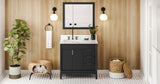 Jeffrey Alexander Theodora 36" Black Single Sink Bathroom Vanity with Calacatta Vienna Quartz Top - 8 in. Widespread Faucet Top product image 7
