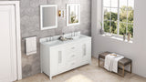 Jeffrey Alexander Cade 60" White Double Sink Bathroom Vanity with White Carrara Marble Top - 8 in. Widespread Faucet Top product image 7