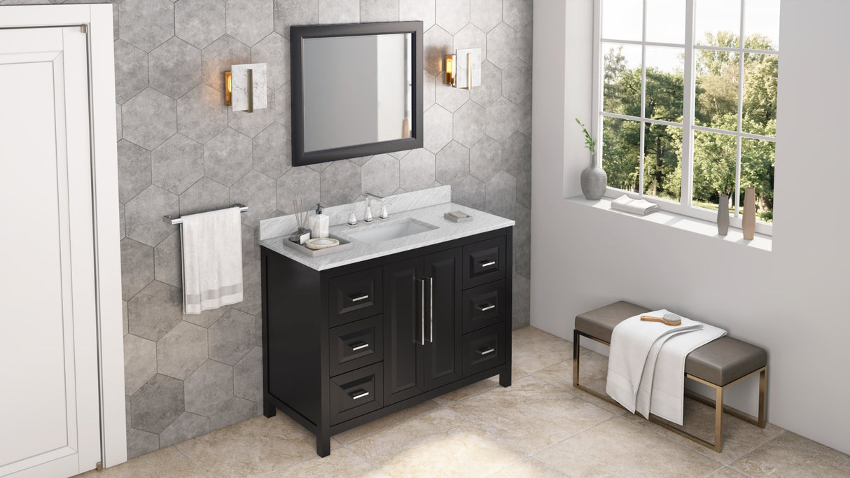 Jeffrey Alexander Cade 48" Black Single Sink Bathroom Vanity with White Carrara Marble Top - 8 in. Widespread Faucet Top product image 7