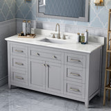 Jeffrey Alexander Chatham 60" Grey Double Sink Bathroom Vanity with Calacatta Vienna Quartz Top - 8 in. Widespread Faucet Top - VKITCHA60SGRCQR product image 2