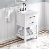 Jeffrey Alexander Wavecrest 24" White Single Sink Bathroom Vanity with White Carrara Marble Top - 8 in. Widespread Faucet Top product image 2