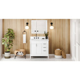 Jeffrey Alexander Theodora 36" White Single Sink Bathroom Vanity with White Quartz Top - 8 in. Widespread Faucet Top