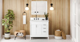 Jeffrey Alexander Theodora 36" White Single Sink Bathroom Vanity with White Quartz Top - 8 in. Widespread Faucet Top product image 6