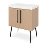 Jeffrey Alexander Tempest 30" Natural Oak Single Sink Bathroom Vanity with White Resin Top - Single-Hole Faucet Top - VKTEM30NOPRE