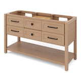 Jeffrey Alexander Kipling 60" Natural Oak Double Sink Bathroom Vanity with Blue Limestone Top - 8 in. Widespread Faucet Top product image 2