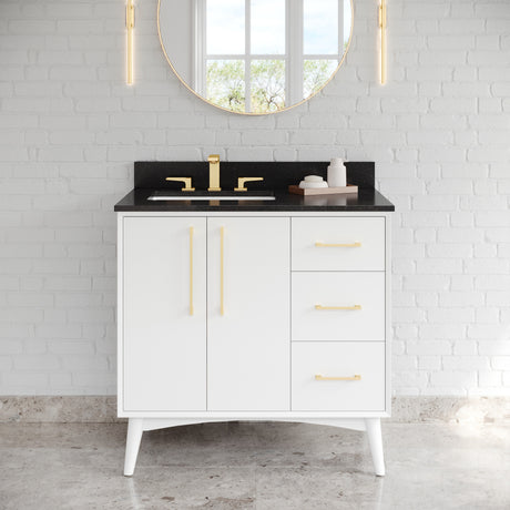 Jeffrey Alexander Dashwood White Single Sink Bathroom Vanity with Black Granite Top - 8 in. Widespread Faucet Top - VKITDAS36WHBGR