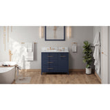 Jeffrey Alexander Katara 42" Hale Blue Single Sink Bathroom Vanity with White Carrara Marble Top - 8 in. Widespread Faucet Top