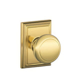 Schlage F10AND605ADD polished brass passage door knob