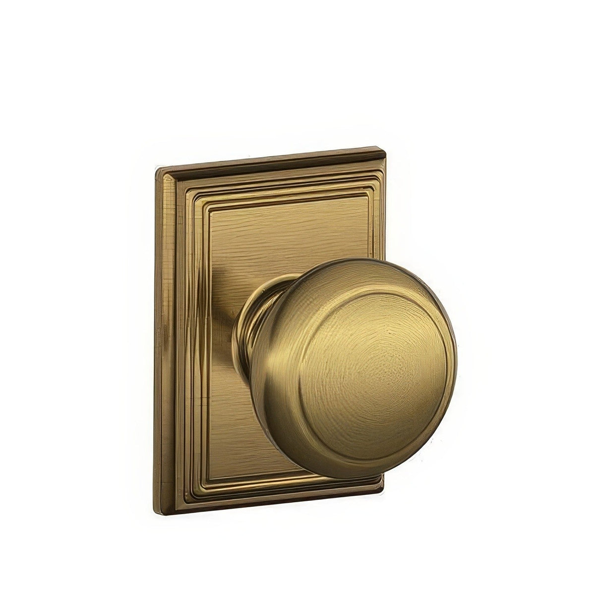 Schlage F10AND609ADD antique brass passage door knob