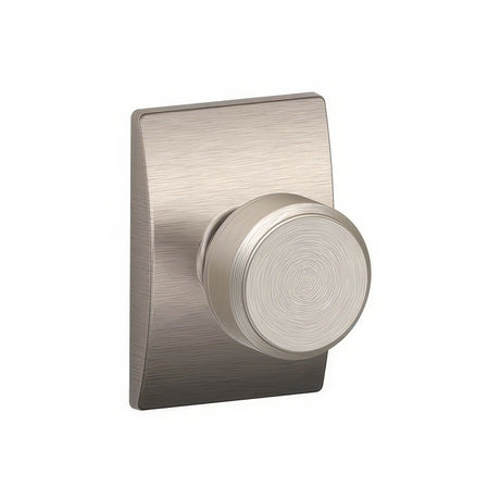 Schlage F10BWE619CEN satin nickel passage door knob