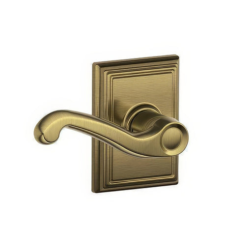 Schlage F10FLA609ADD antique brass passage door lever