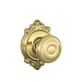 Schlage F10GEO605BRK polished brass passage door knob