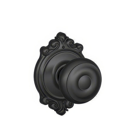 Schlage F10GEO622BRK matte black passage door knob