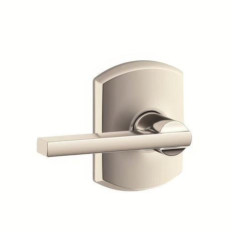Schlage F10LAT618GRW bright nickel passage door lever