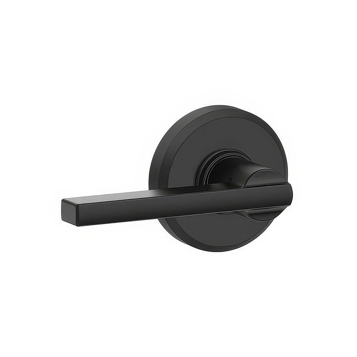 Schlage F10LAT622GSN matte black passage door lever