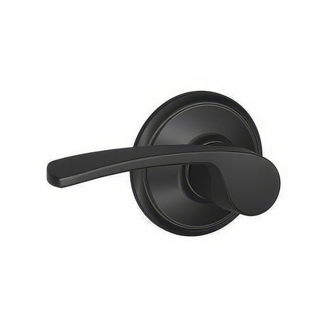 Schlage F10MER622 matte black passage door lever