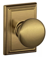 Schlage F10PLY609ADD antique brass passage door knob