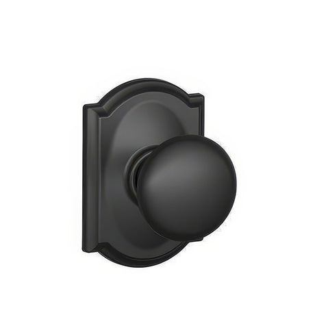 Schlage F10PLY622CAM matte black passage door knob
