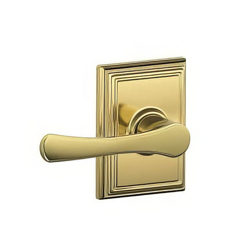 Schlage F10VLA605ADD polished brass passage door lever