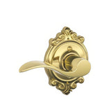 Schlage F170ACC605BRKLH polished brass dummy door lever