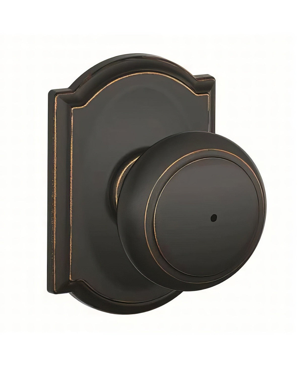 Schlage F40AND716CAM Andover with Camelot Rose Privacy Door Knob Aged Bronze