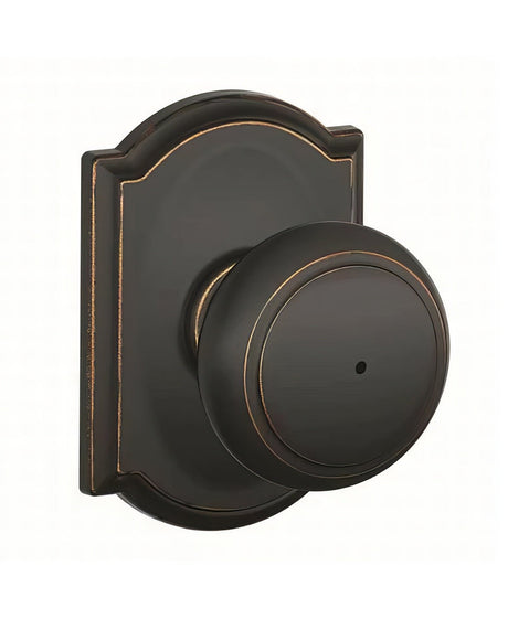 Schlage F40AND716CAM aged bronze privacy door knob