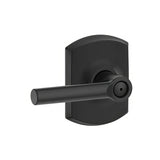 Schlage F40BRW622GRW matte black privacy door lever
