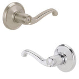Schlage F40FLA619625RH satin nickel x polished chrome privacy door lever