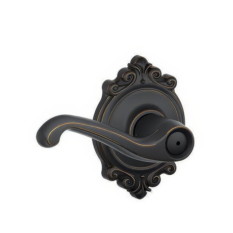 Schlage F40FLA716BRK aged bronze privacy door lever