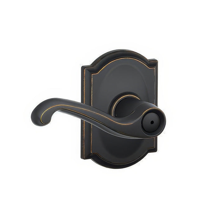 Schlage F40FLA716CAM aged bronze privacy door lever