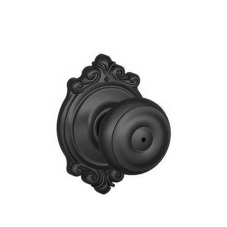 Schlage F40GEO622BRK matte black privacy door knob