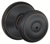 Schlage F40GEO716625 aged bronze v bright chrome privacy door knob