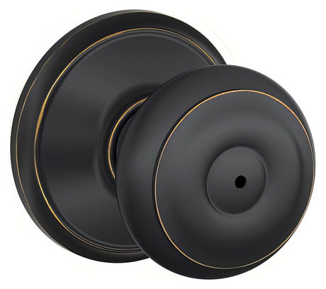 Schlage F40GEO716625 aged bronze v bright chrome privacy door knob