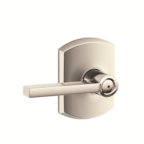 Schlage F40LAT618GRW bright nickel privacy door lever