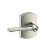 Schlage F40LAT619GRW satin nickel privacy door lever