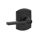 Schlage F40LAT622GRW matte black privacy door lever