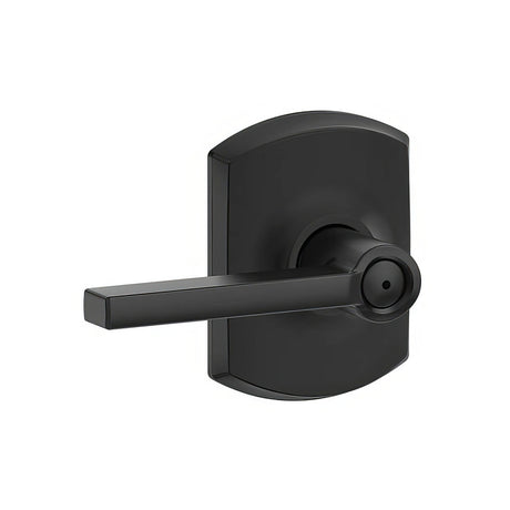 Schlage F40LAT622GRW matte black privacy door lever