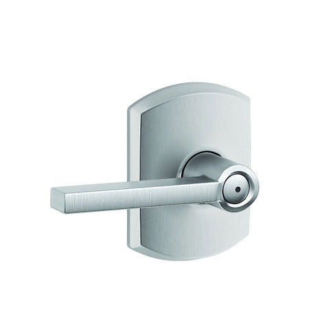 Schlage F40LAT626GRW satin chrome privacy door lever