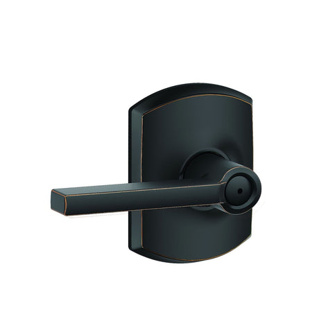 Schlage F40LAT716GRW aged bronze privacy door lever