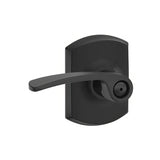 Schlage F40MER622GRW matte black privacy door lever