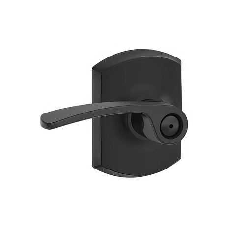 Schlage F40MER622GRW matte black privacy door lever